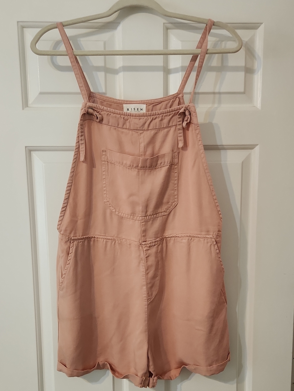 RISEN Blush Pink/Peach Tie-Shoulder Romper One-Piece